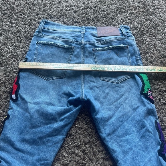 Ice cream Bill Breaker medium wash blue button fly patches distress jeans - Picture 13 of 15